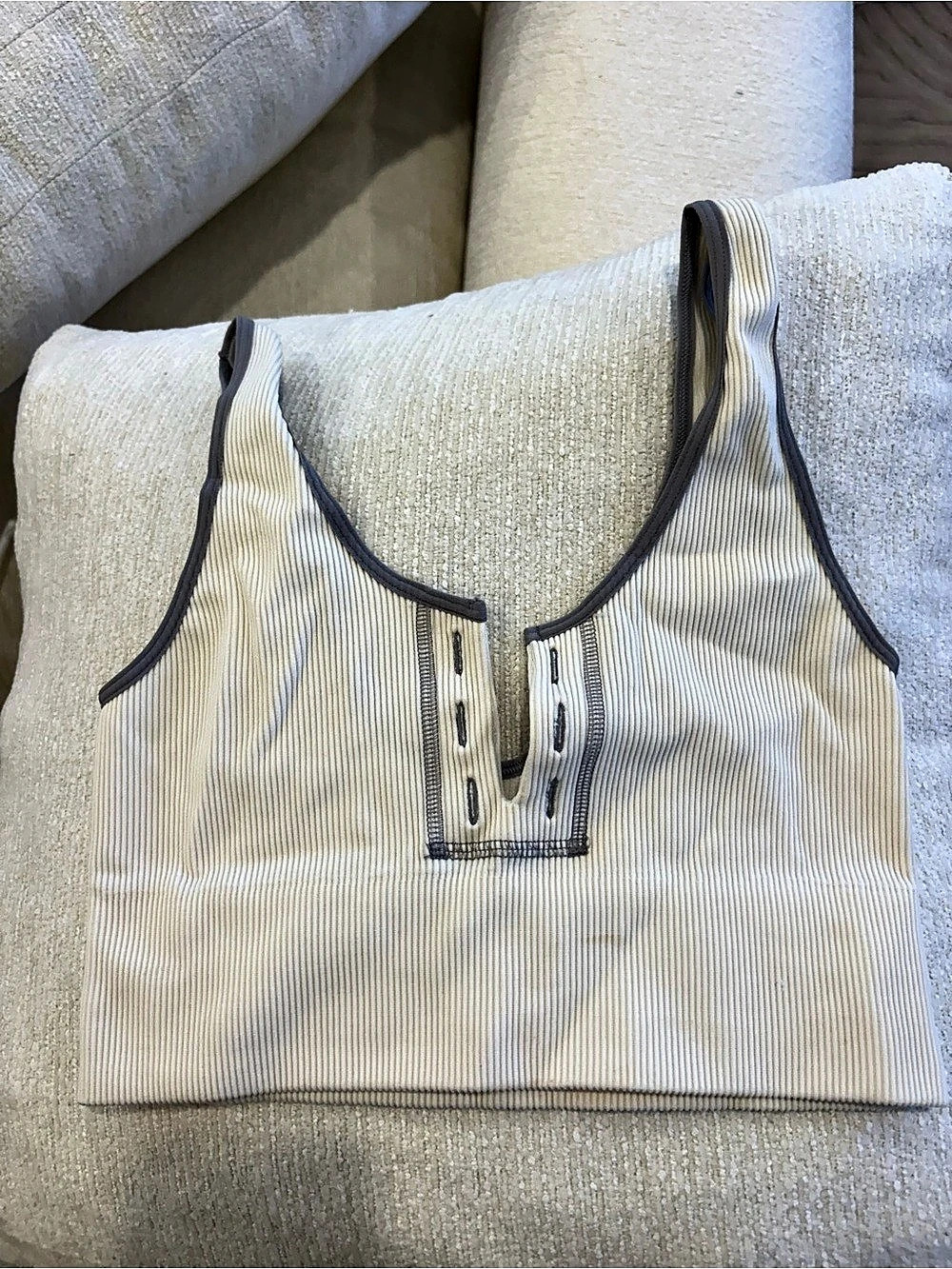 out from under Ribbed Split-Front Crop Tank Top White Small